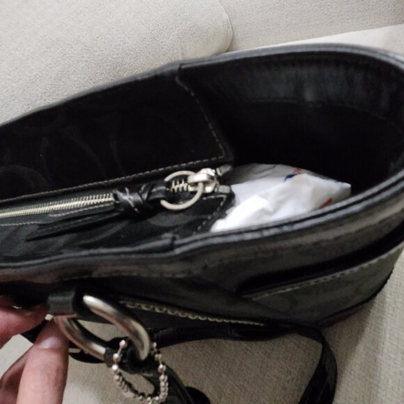 FLAWLESS Coach Signature Black Lurex Studded Shoulder Bag Purse - Picture 12 of 14